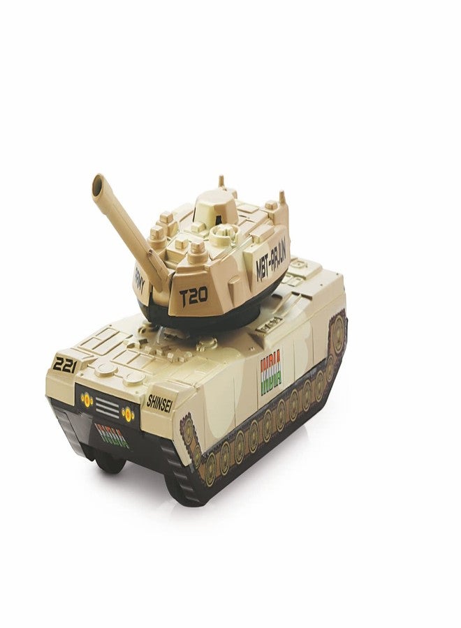 Shinsei Battle Tank T-20 Maintenance Free Pullback Spring Action Race Toy Gift for Boys 3+ Years. Strong ABS Plastic, NO Sharp Edges, BIS Certified. Pack of 1, Color Cream - Image 1